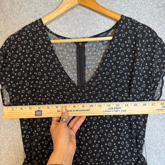 Chaps Jumpsuit Women’s Size 4 Viscose Navy Blue Lightweight Wide Leg Boho Casual - Picture 5 of 14